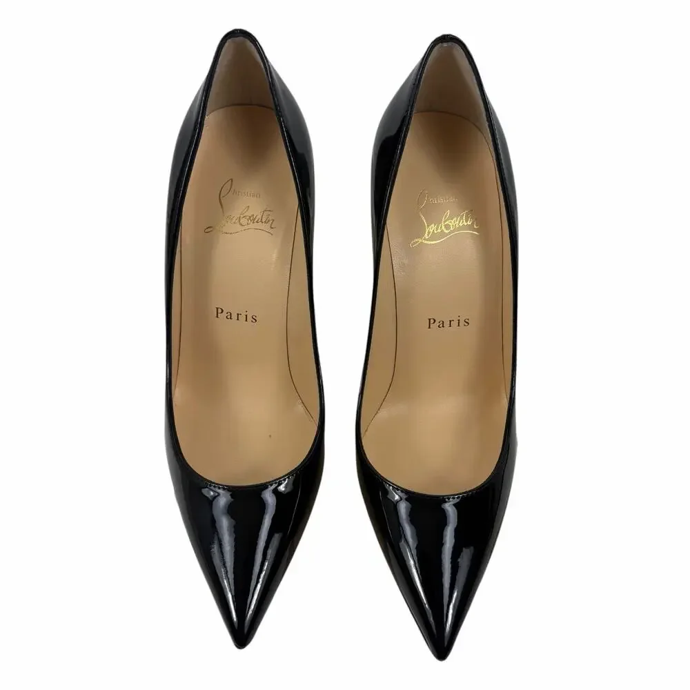 Christian Louboutin Kate 100 Patent Leather Pointed Toe Pump Black  Size 36